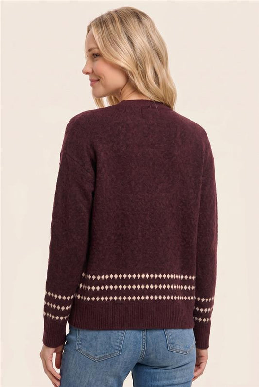 Diamond Stripe Open Front Cardigan