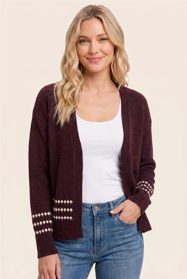 Diamond Stripe Open Front Cardigan