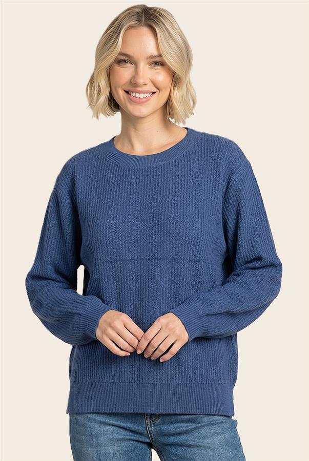 Soft Textured Balloon Sleeve Sweater